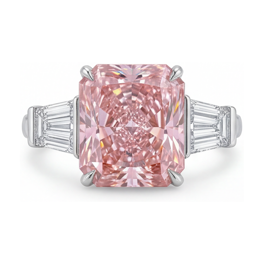 Rosa Diamantring, 4,7 Karat, Radiant-Schliff