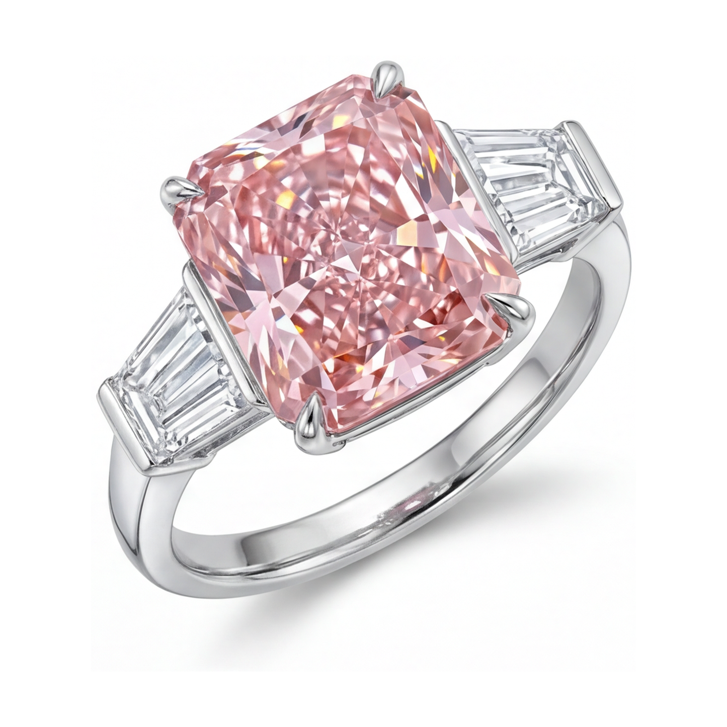 Rosa Diamantring, 4,7 Karat, Radiant-Schliff