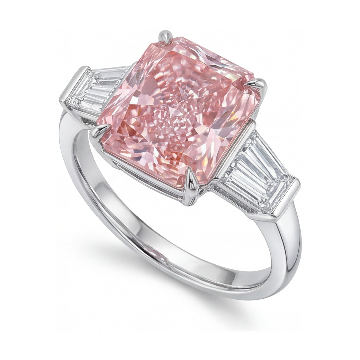 Rosa Diamantring, 4,7 Karat, Radiant-Schliff