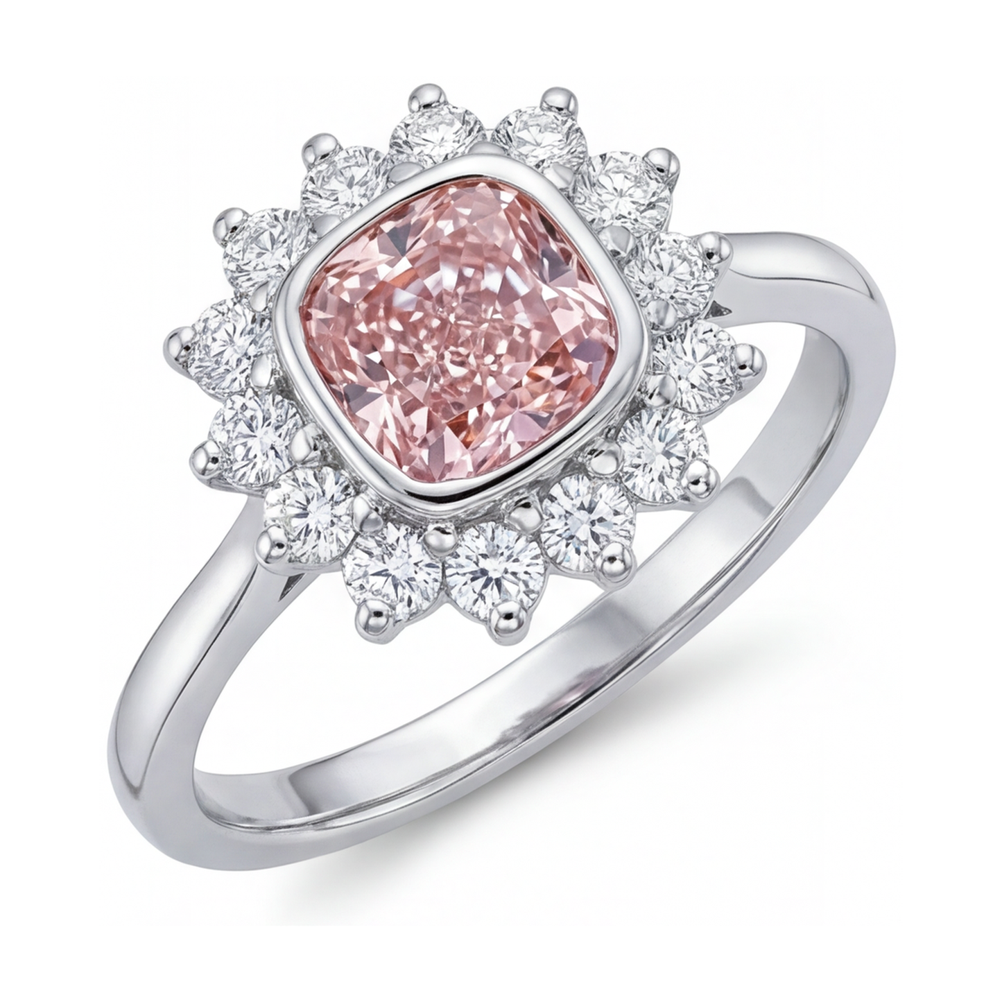 Rosa Diamantring 4 Karat Kissenschliff