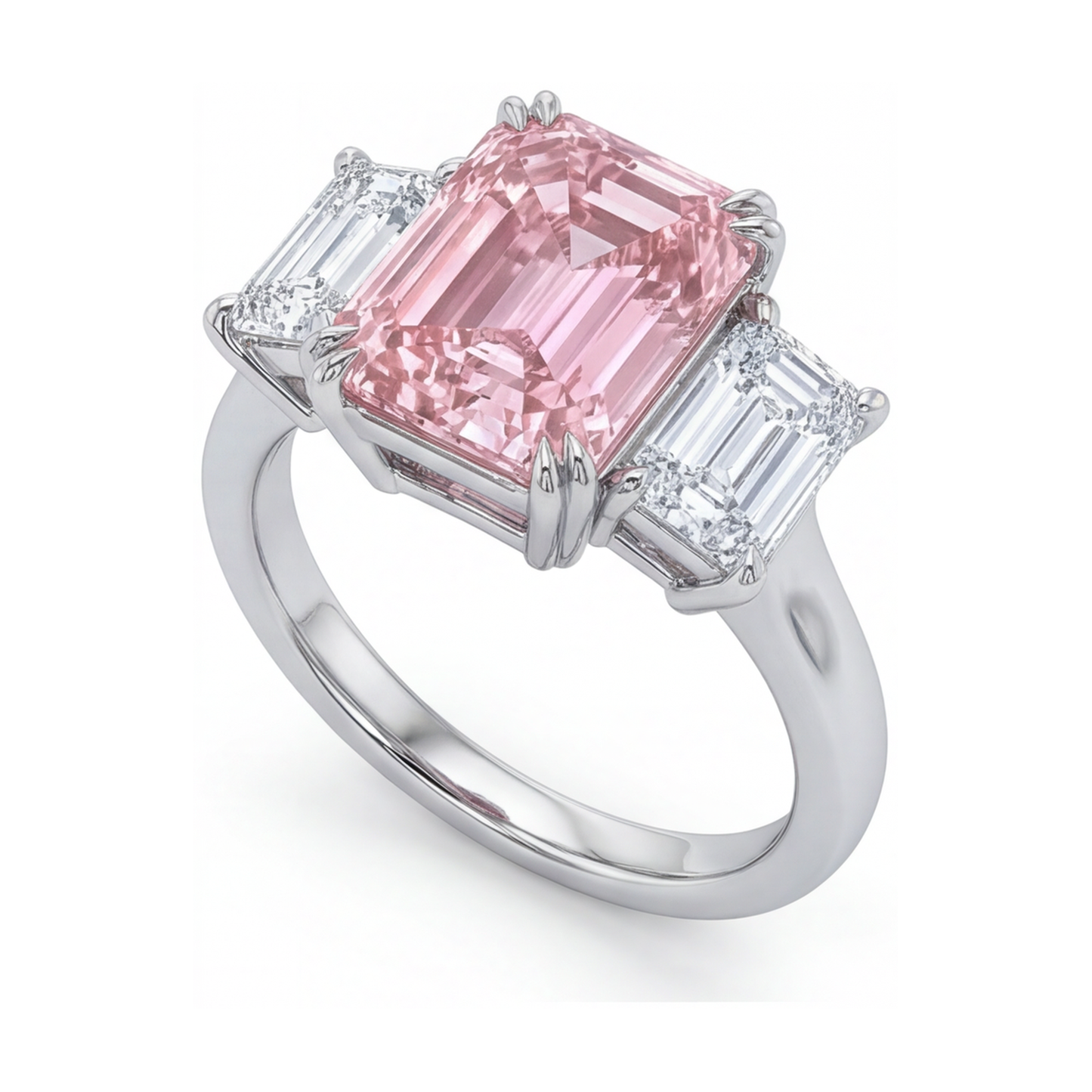 Ring mit rosa Diamant im Smaragdschliff, 4 Karat