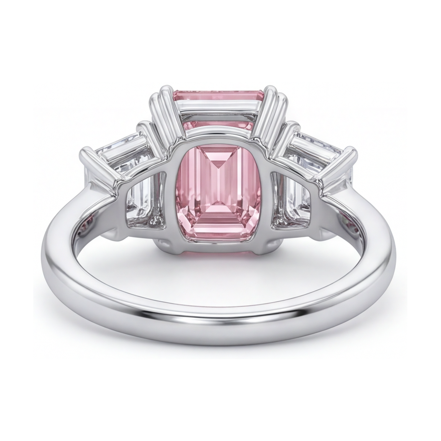 Ring mit rosa Diamant im Smaragdschliff, 4 Karat