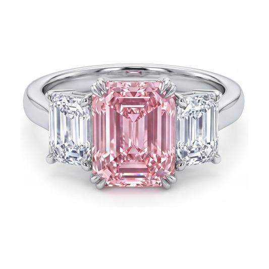 Ring mit rosa Diamant im Smaragdschliff, 4 Karat