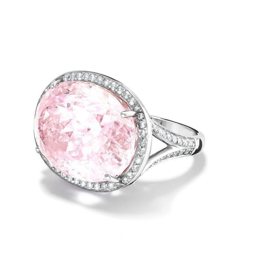 Kunzite Oval Farbstein-Ring in 14K Weißgold – Hauptansicht