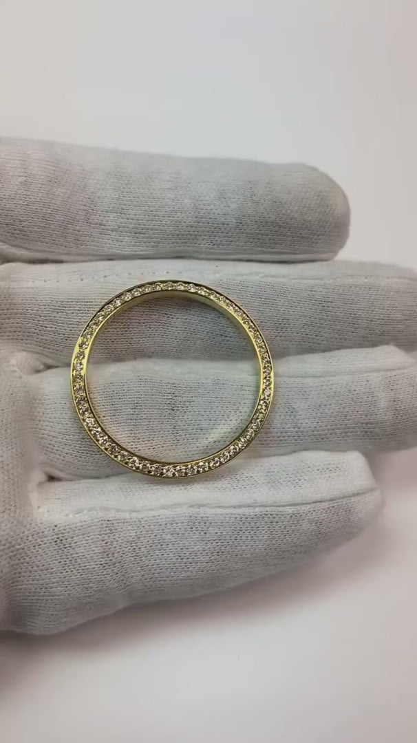 Lünette aus Gelbgold 14K mit Diamanten passend für Rolex Date 34 mm Herrenuhr 1,25 Karat