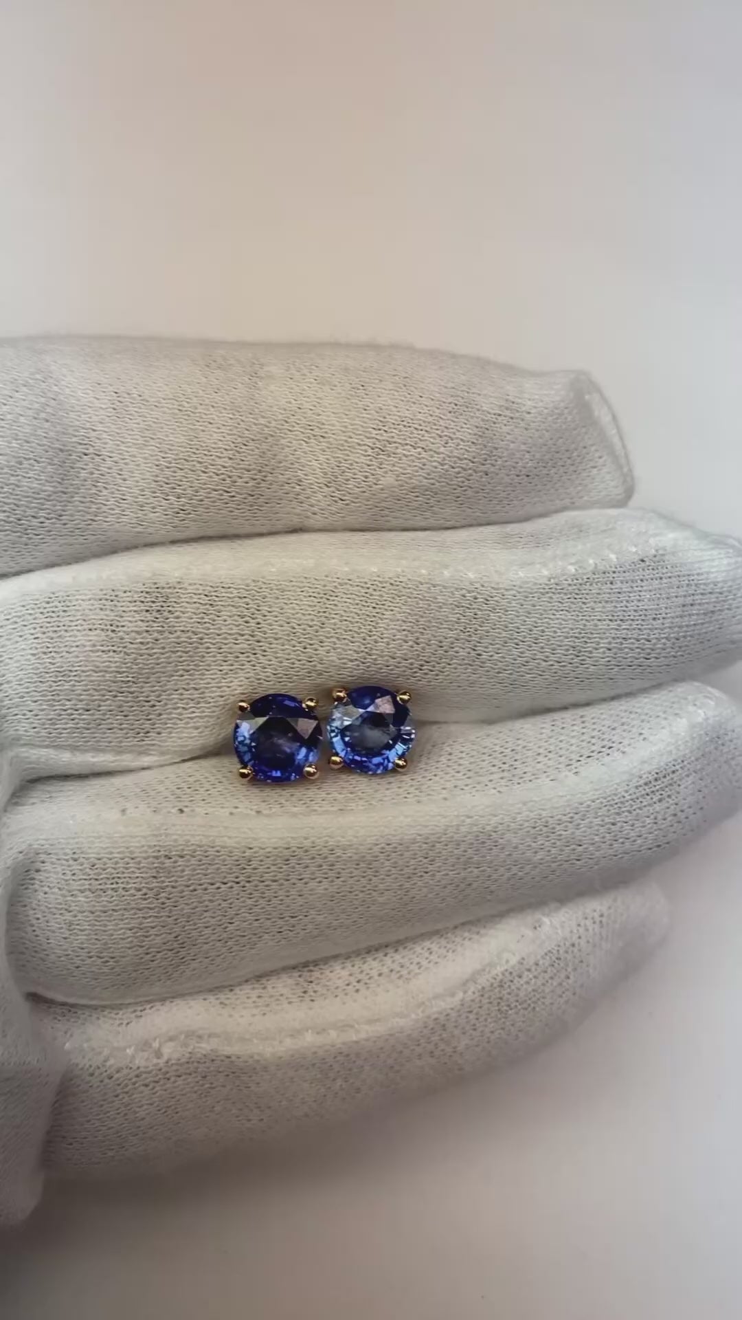 6 Karat Rundschliff Blauer Saphir Lady Ohrstecker Gold Weiß 14K