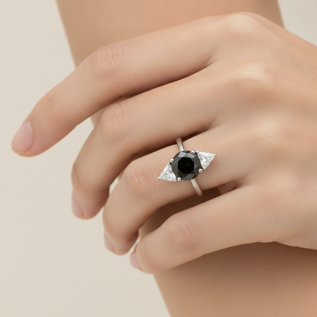 Black Friday Verlobungsring-Angebote 3,6 Karat echter runder Diamant Trillant Dreistein 14 Karat Weißgold
