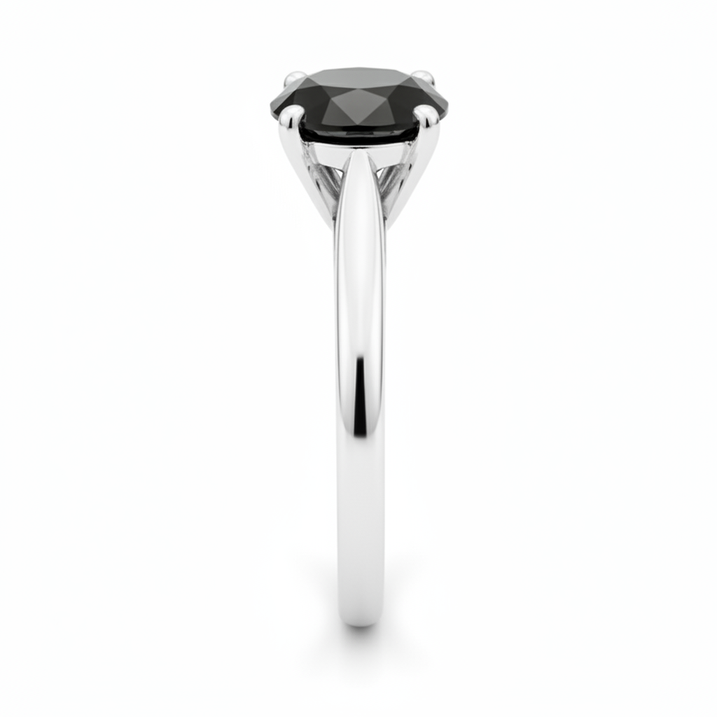 Schwarzer Diamant New York 3,5 Karat echter runder Solitär-Kathedralenring 14K Weißgold