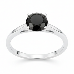 Schwarzer Diamant New York 3,5 Karat echter runder Solitär-Kathedralenring 14K Weißgold