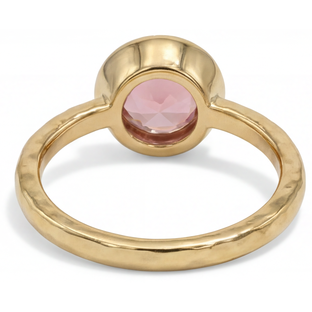 Padparadscha-Saphir Verlobungsring 2 Karat Echter Runder Solitär Lünette 14 Karat Gelbgold Luxus