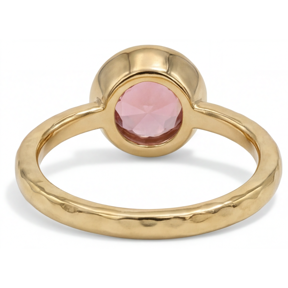 Padparadscha-Saphir Verlobungsring 2 Karat Echter Runder Solitär Lünette 14 Karat Gelbgold Luxus