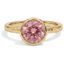 Padparadscha-Saphir Verlobungsring 2 Karat Echter Runder Solitär Lünette 14 Karat Gelbgold
