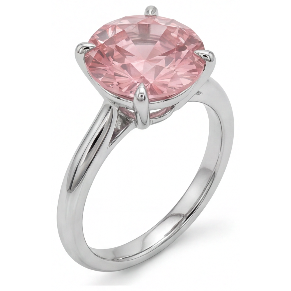 Echter runder Padparadscha-Pfirsich-Saphir Solitärring, 2,5 Karat, 14 Karat Weißgold