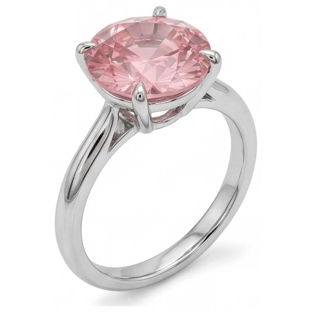 Echter runder Padparadscha-Pfirsich-Saphir Solitärring, 2,5 Karat, 14 Karat Weißgold