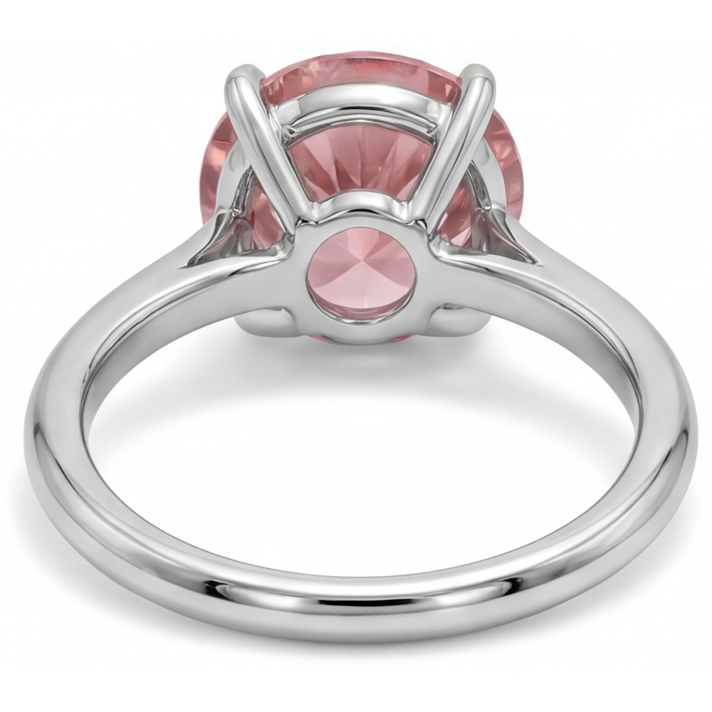 Echter runder Padparadscha-Pfirsich-Saphir Solitärring, 2,5 Karat, 14 Karat Weißgold