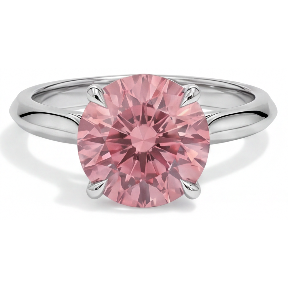 Echter runder Padparadscha-Pfirsich-Saphir Solitärring, 2,5 Karat, 14 Karat Weißgold