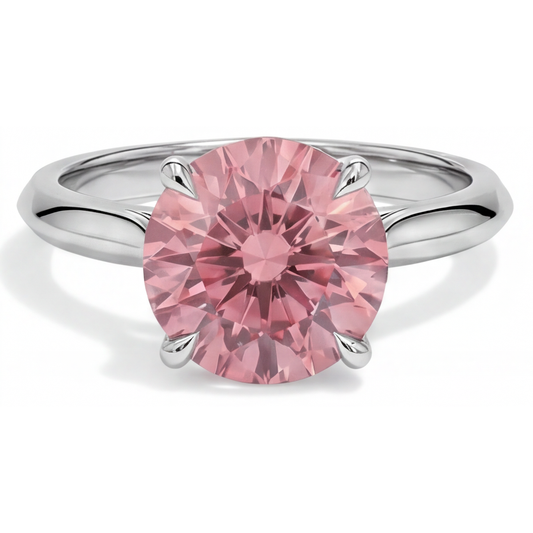 Echter runder Padparadscha-Pfirsich-Saphir Solitärring, 2,5 Karat, 14 Karat Weißgold