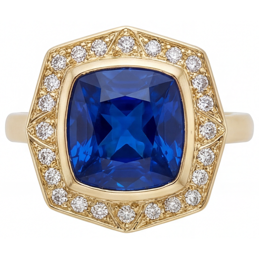 Funkelnder Royalblauer Saphir Edelstein-Ring 5,75 Karat – Hauptansicht