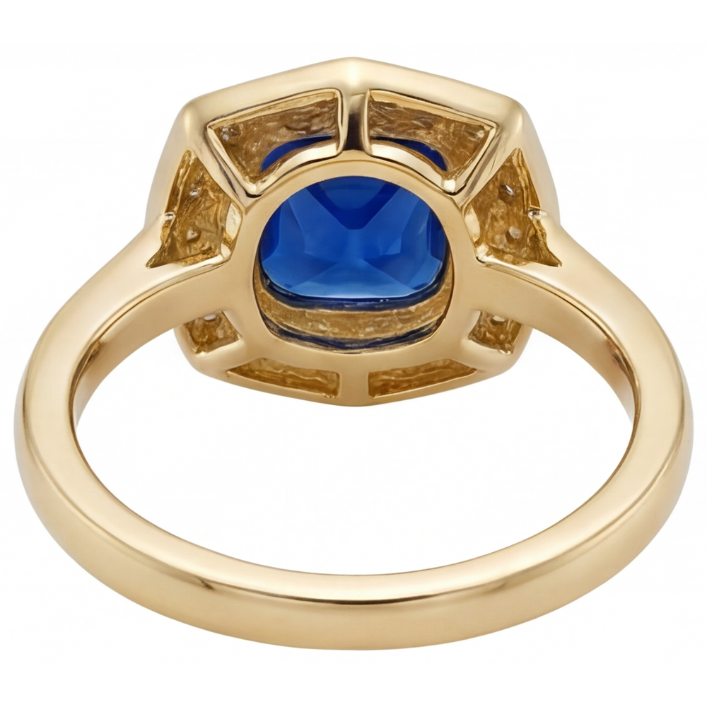 Echter Royalblauer Saphir Edelstein-Ring – Profilansicht