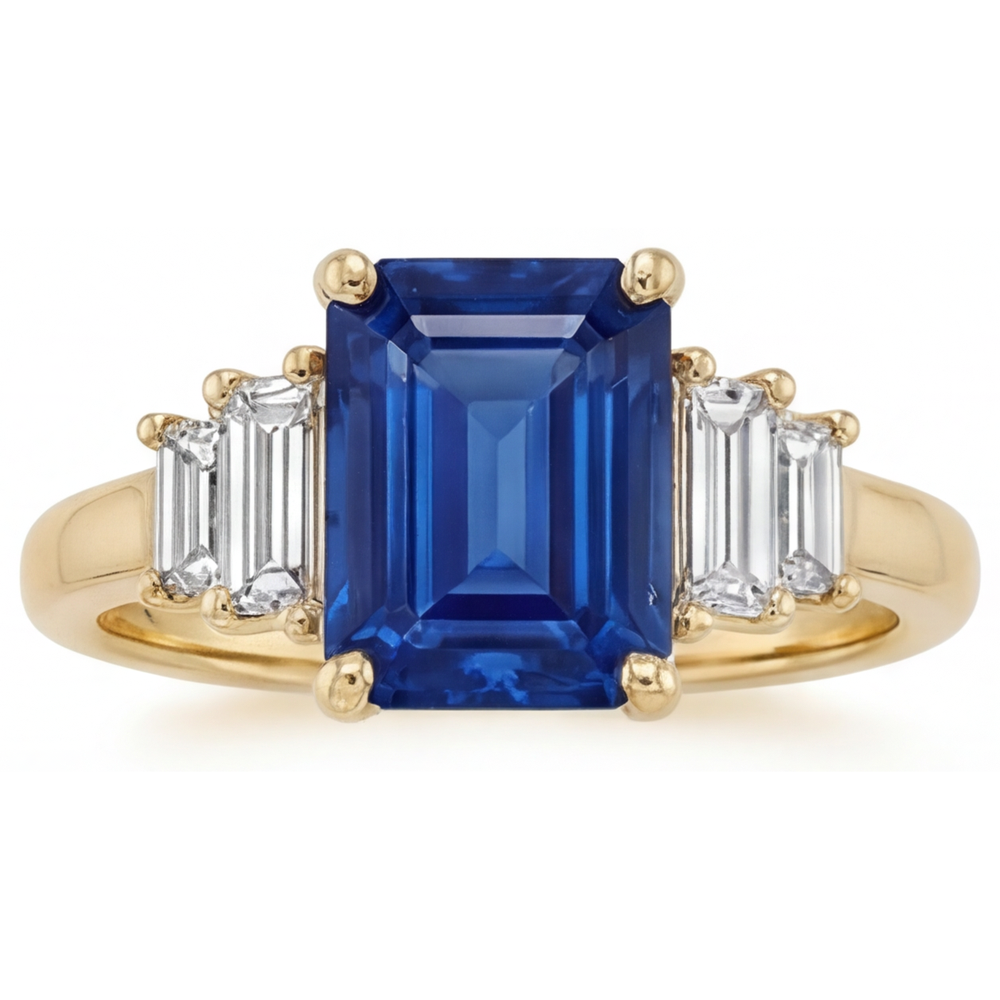 Farbstein-Ring 14K Gelbgold mit Royalblauer Saphir – Hauptansicht
