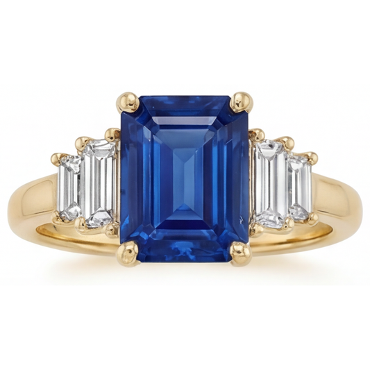 Farbstein-Ring 14K Gelbgold mit Royalblauer Saphir – Hauptansicht