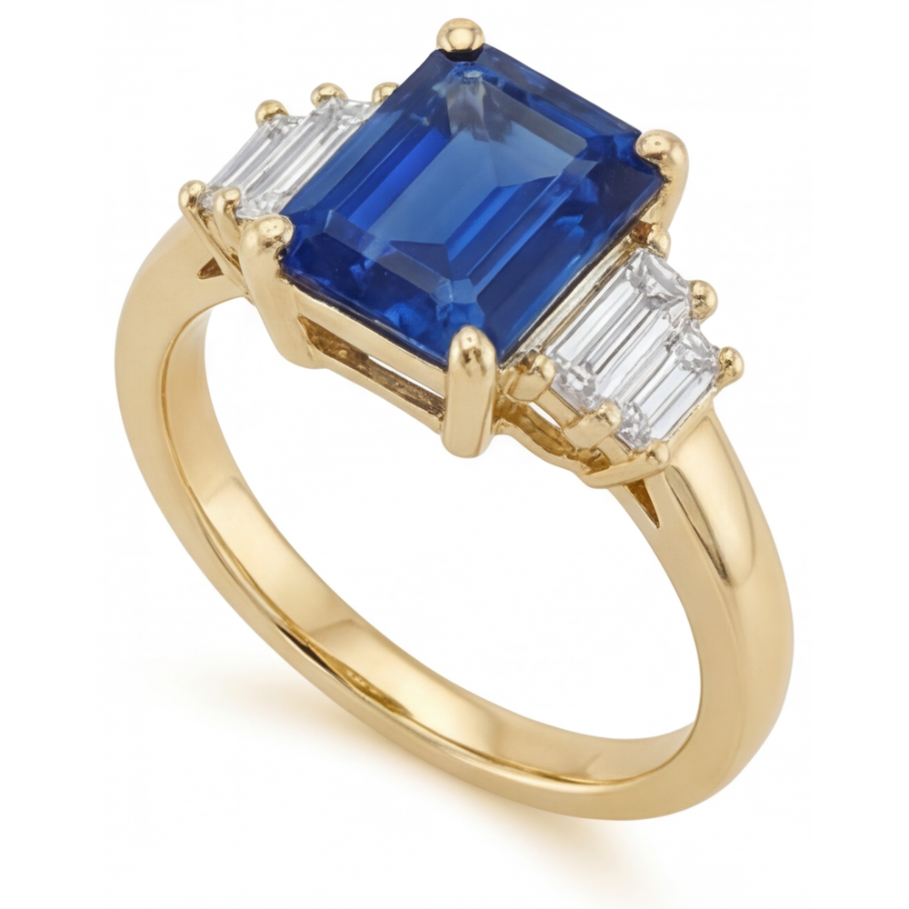 Eleganter Farbstein-Ring 4 Karat – Seitenansicht