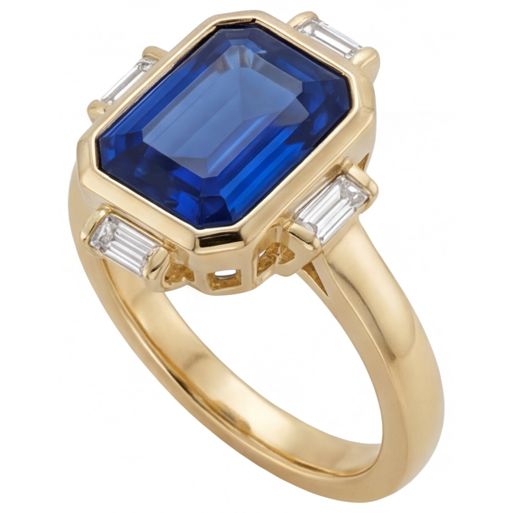 Echter Royalblauer Saphir Schmuckstein-Ring – Seitenansicht