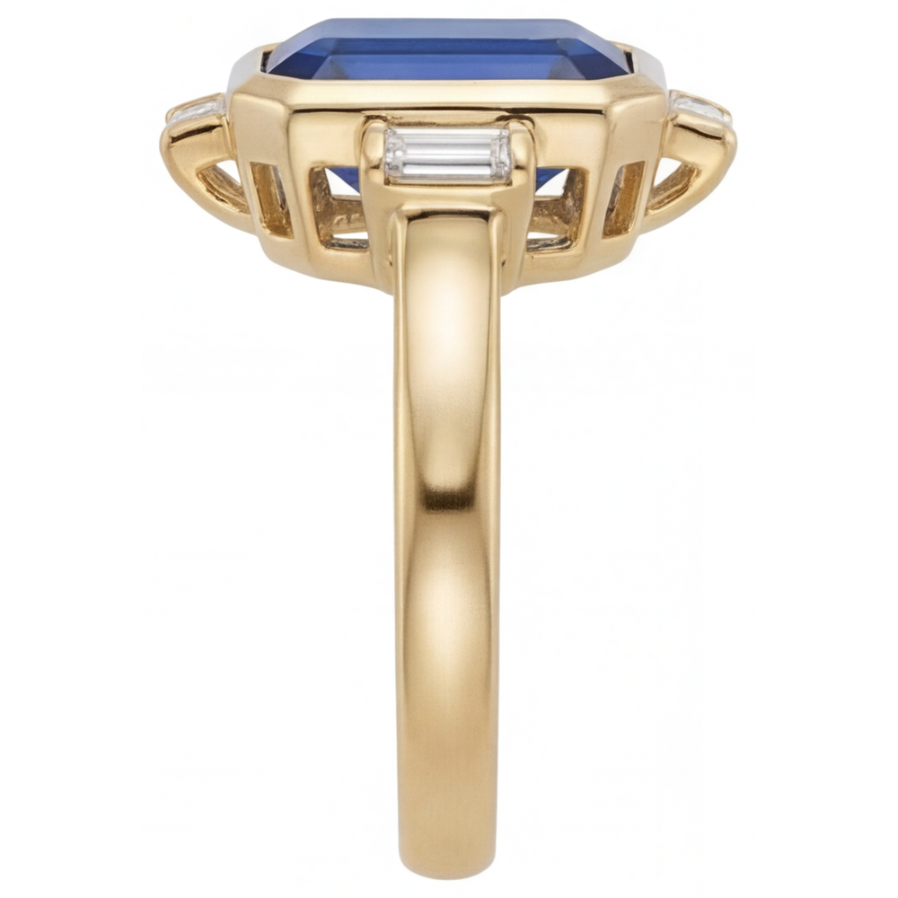 Feiner Royalblauer Saphir Schmuckstein-Ring 4,80 Karat – Profilansicht