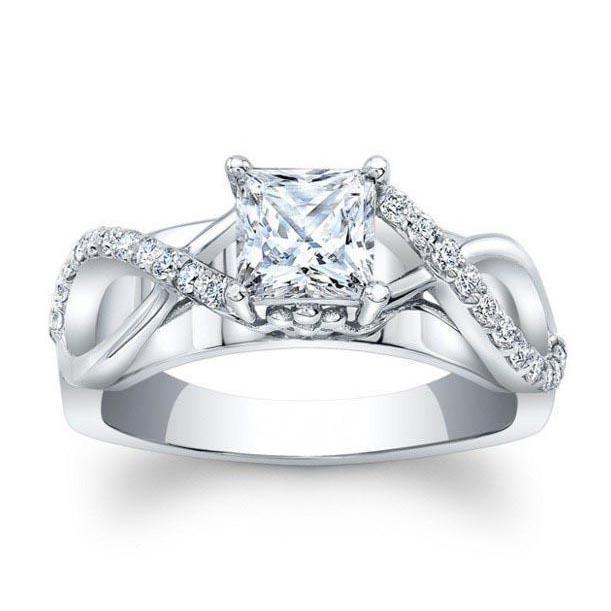 Prinzess-Schliff Brillant Ring in 14K Weißgold – Hauptansicht