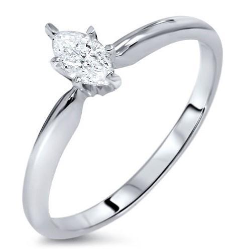 0.75 Karat Marquise Solitaire Natürliche Diamant-Verlobungsring Weißgold 14K