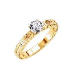 1.50 Ct Echt Diamant-Verlobungsring im Rundschliff Gelbgold