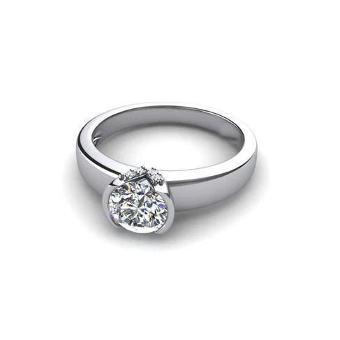 1.50 Ct Echte Diamant-Verlobungsring im Rundschliff 14K Weißgold
