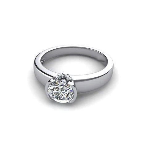 1.50 Ct Echte Diamant-Verlobungsring im Rundschliff 14K Weißgold