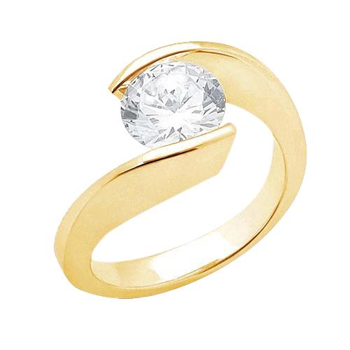 2.50 Ct. Funkelnder Echt Diamant-Verlobungsring Gelbgold