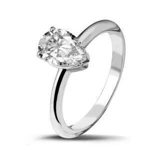 Birne 1,75 Kt Solitaire Echte Diamant Verlobungsring Weißgold 14K