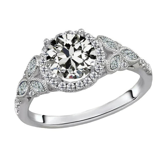 Echte Diamant-Ehering im Rund- Und Marquise-Altschliff von 3.50 Karat