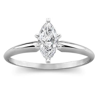 Marquise Cut Solitaire 1.10 Karat Echte Diamantring Weißgold 14K