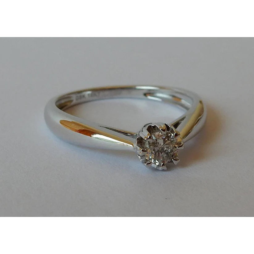 Solitär-Echte Diamant Ring Weißgold 14K