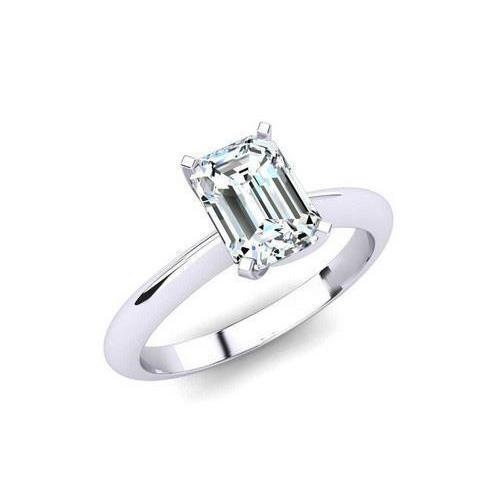 Weißgold 14K Smaragdschliff 1.75 Ct Echte Diamant Solitärring