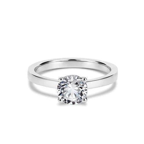 Weißgold 14K Solitär Brillantschliff 2 Kt. Echte Diamant Jubiläumsring