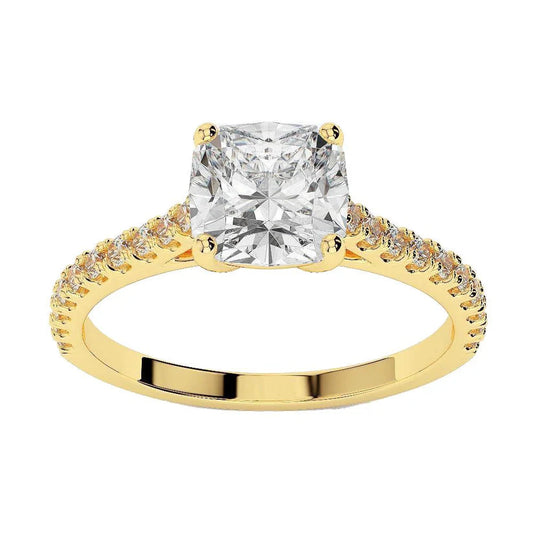 2.50 Karat Kissen Echt Diamant Damen Verlobungsring Gelbgold 14K