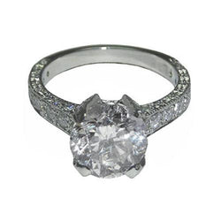 3.01 Ct. Runder Natürliche Diamant-Verlobungsring Mit Brillantschliff im Idealschliff Platin
