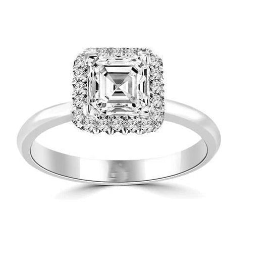 Asscher Ring Mit Echte Diamanten im Rundschliff 2.75 Karat Weißgold 14K