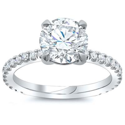 Großer Rundschliff-Echt Diamant-Jubiläumsring 4.30 Karat Weißgold 14K