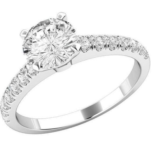 Runder 4 Karat Natürliche Diamant Ehering Mit Akzenten Weißgold Schmuck
