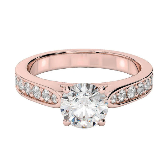 Runder Brillantschliff 3.40 Karat Echte Diamant-Verlobungsring Roségold 14K