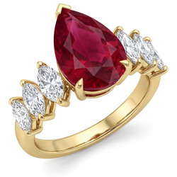 14K Gelbgold VVS Reinheit Taubenblut-Rubin Dreisteinring 4 Karat