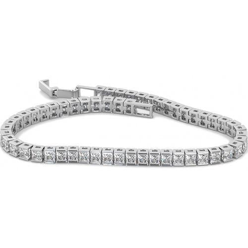 10 Karat Princess Cut Natürliche Diamants Channel Set Armband Weißgold