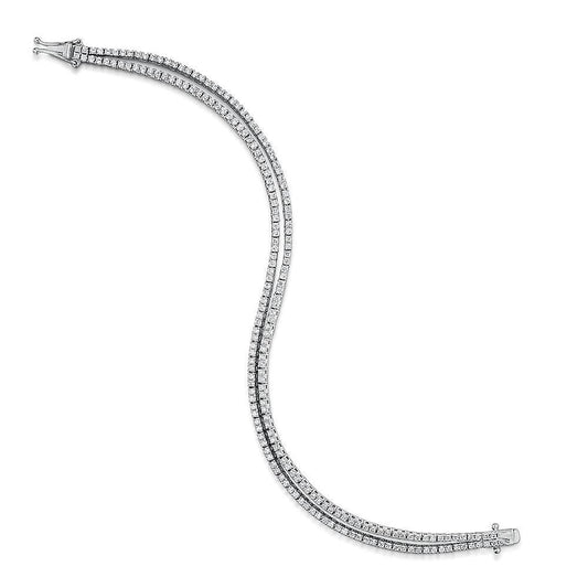 4.00 Karat Zweireihig Funkelnde Echt Diamanten Damen Armband Wg 14K