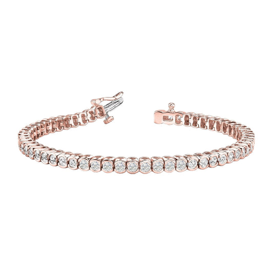 5,60 Karat Rund Echt Diamant Tennisarmband Roségold 14K